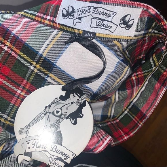 Hell Bunny “vixen” high waisted plaid skirt - Picture 4 of 5